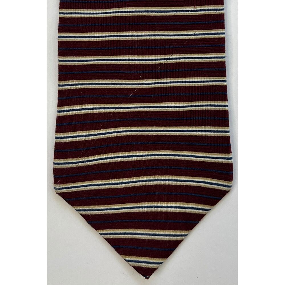 Machado George Machado Silk Tie Burgundy Blue Stripe USA Classic 56 x 3.75